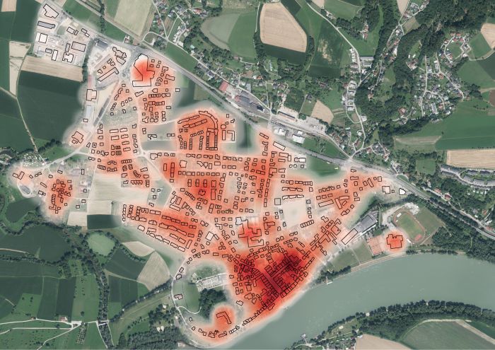 ©Wärmenachfrage Ottensheim (Copyright: OpenStreetMap, doris.at (Land OÖ))