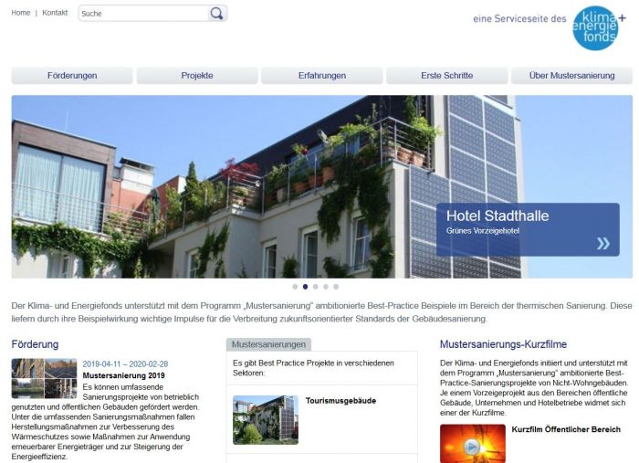 ©Quelle: Klima- und Energiefonds Screenshot Webseite Mustersanierung